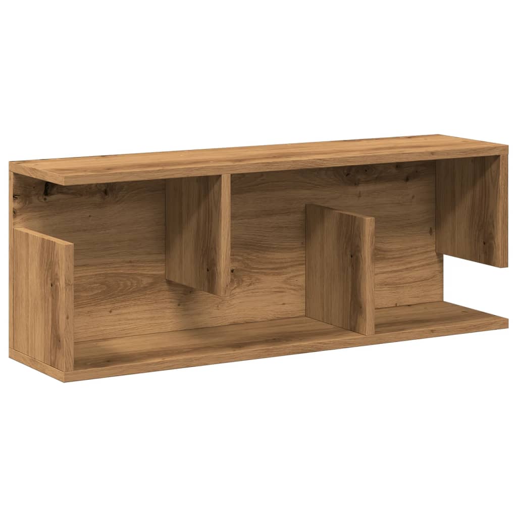 Mobile a Parete 80x20x30cm Rovere Artigianale Legno Multistrato