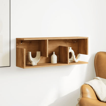 Mobile a Parete 80x20x30cm Rovere Artigianale Legno Multistrato