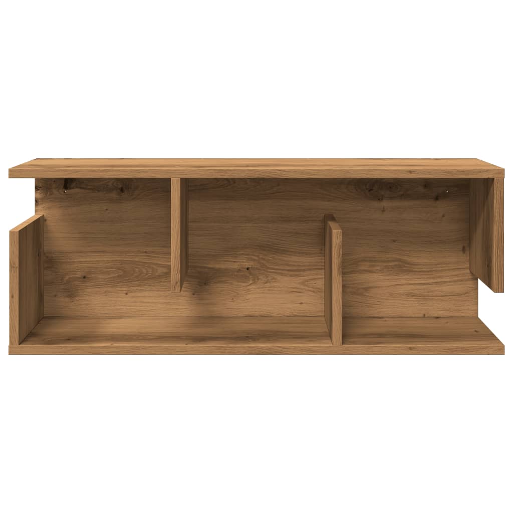 Mobile a Parete 80x20x30cm Rovere Artigianale Legno Multistrato