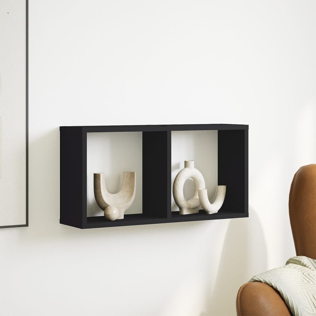 Mobile a Parete 60x16x30 cm Nero in Legno Multistrato