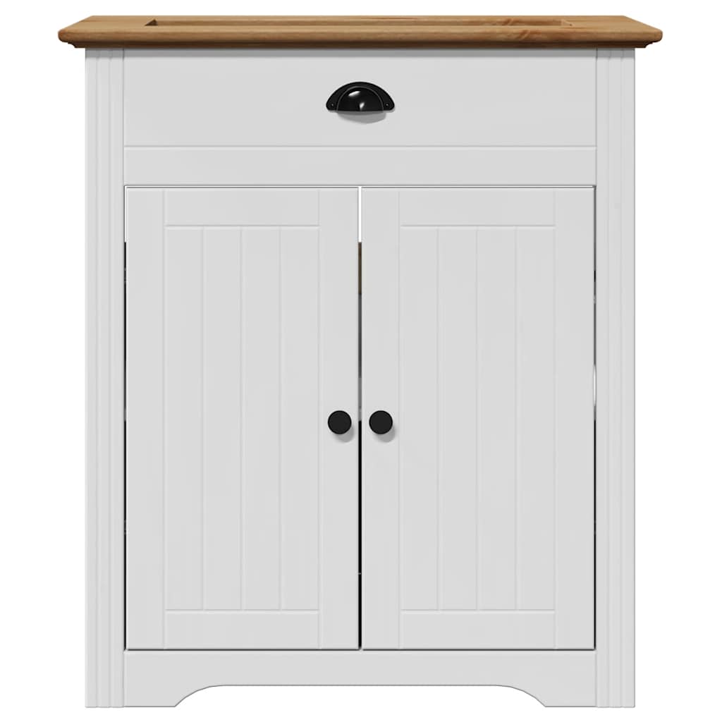 Mobile Lavabo da Bagno BODO Bianco e Marrone 70x35x80 cm