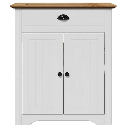 Mobile Lavabo da Bagno BODO Bianco e Marrone 70x35x80 cm