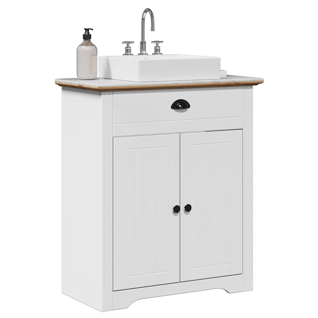 Mobile Lavabo da Bagno BODO Bianco e Marrone 70x35x80 cm