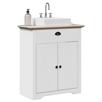 Mobile Lavabo da Bagno BODO Bianco e Marrone 70x35x80 cm