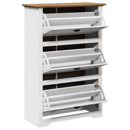 Scarpiera BODO Bianca e Marrone 80x35x118 cm