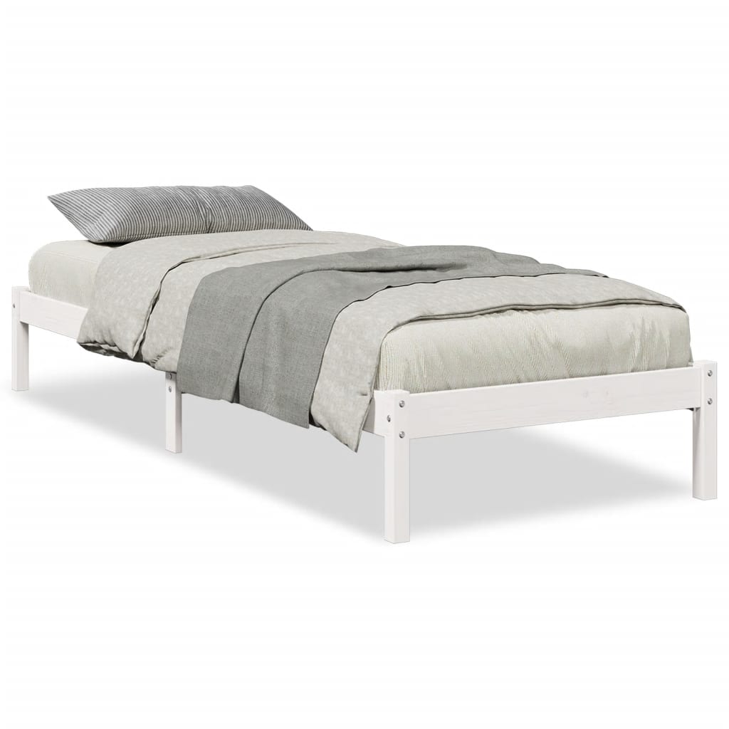 Letto Extra Lungo senza Materasso Bianco 90x210 cm in Pino