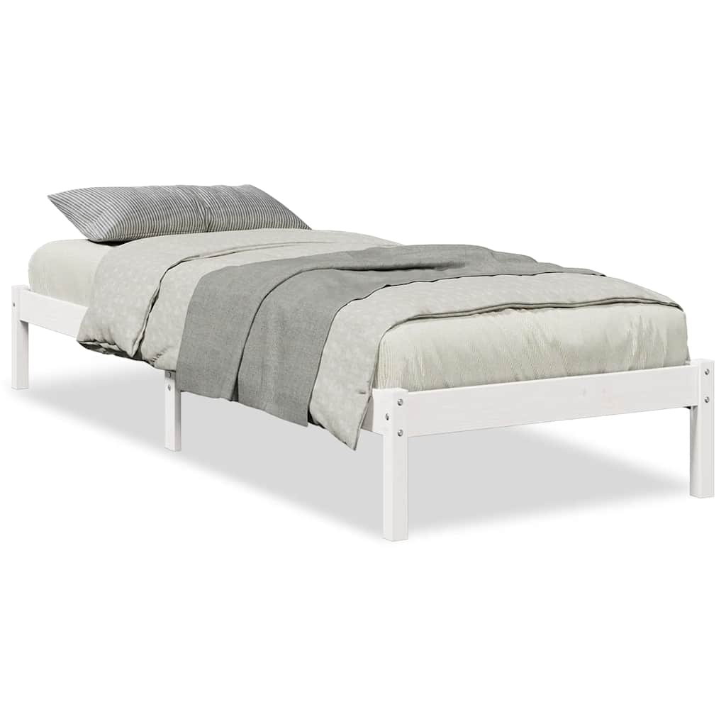 Letto Extra Lungo senza Materasso Bianco 100x210 cm in Pino