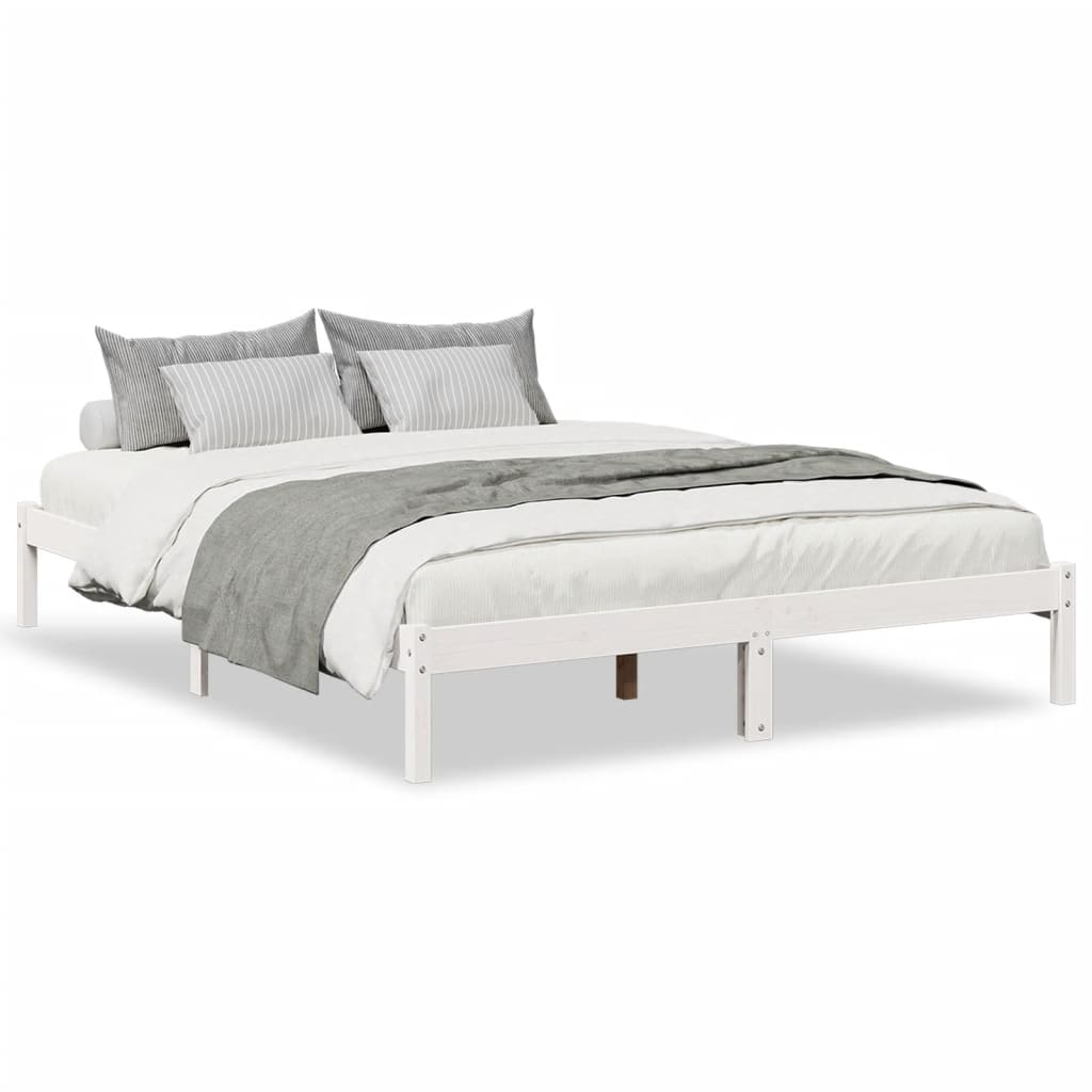Letto Extra Lungo senza Materasso Bianco 180x200 cm in Pino