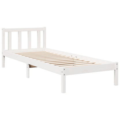 Letto Extra Lungo senza Materasso Bianco 90x210 cm in Pino