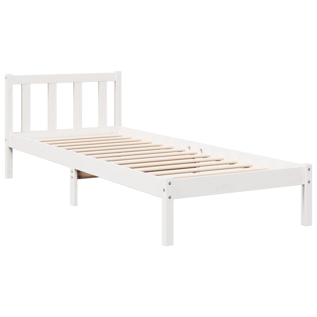 Letto Extra Lungo senza Materasso Bianco 100x210 cm in Pino