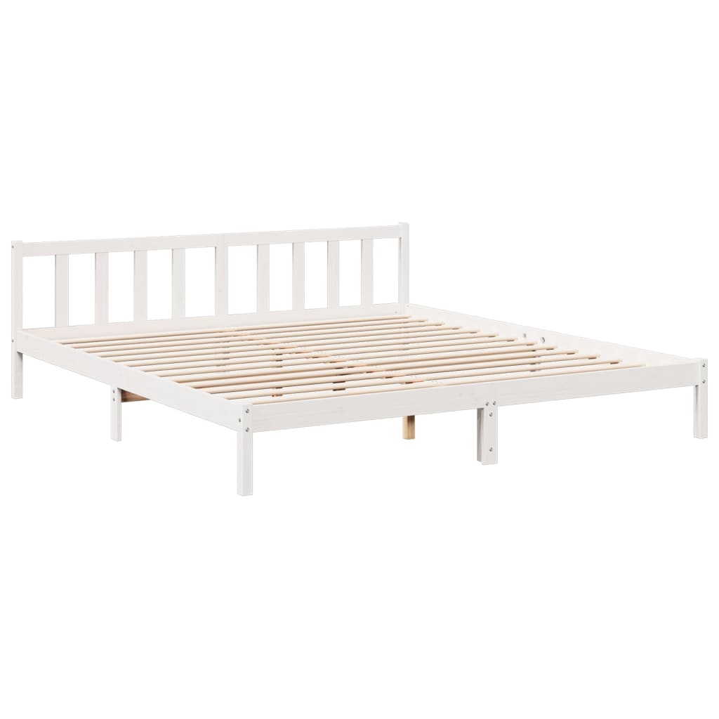 Letto Extra Lungo senza Materasso Bianco 200x210 cm in Pino