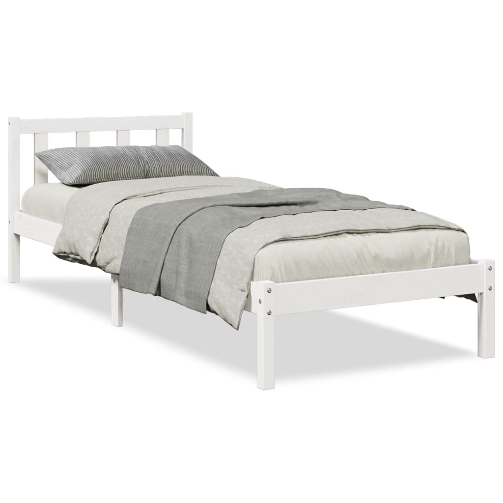 Letto Extra Lungo senza Materasso Bianco 80x220 cm in Pino