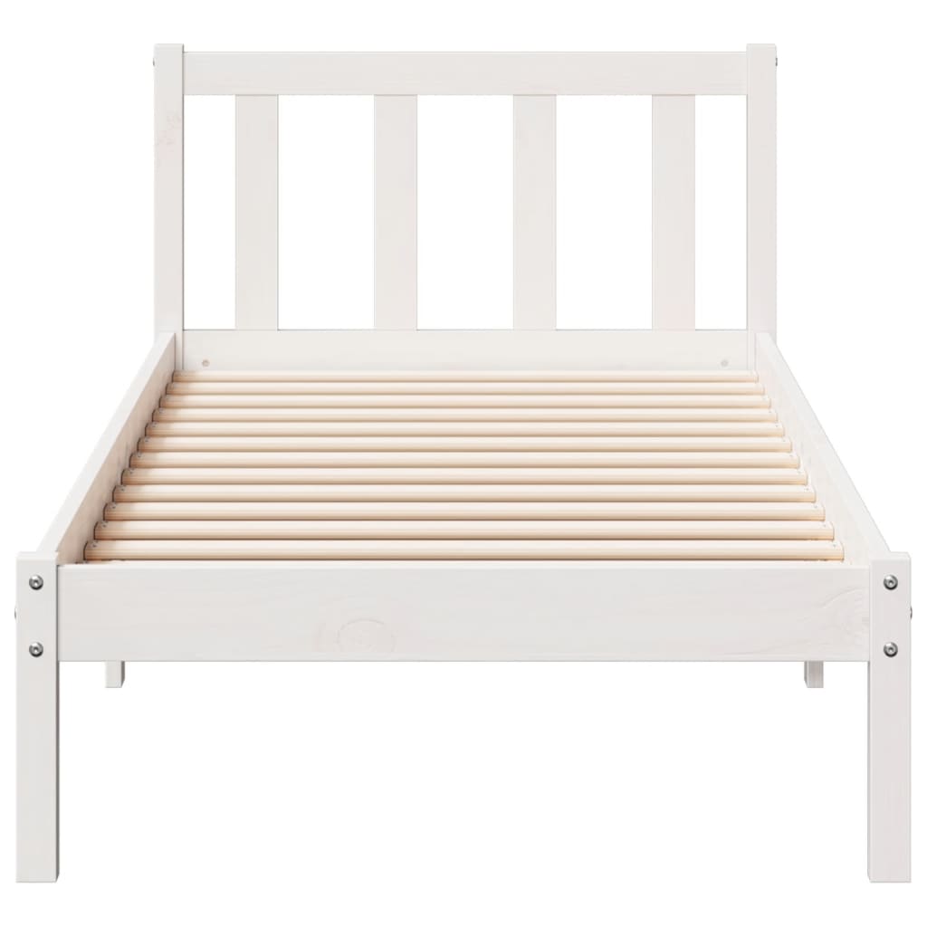 Letto Extra Lungo senza Materasso Bianco 80x220 cm in Pino