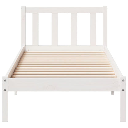 Letto Extra Lungo senza Materasso Bianco 80x220 cm in Pino