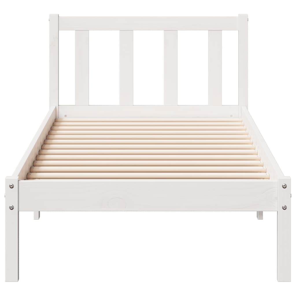 Letto Extra Lungo senza Materasso Bianco 90x220 cm in Pino