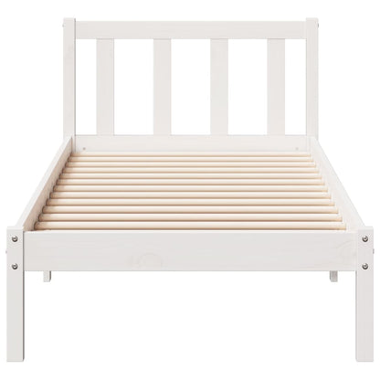 Letto Extra Lungo senza Materasso Bianco 90x220 cm in Pino