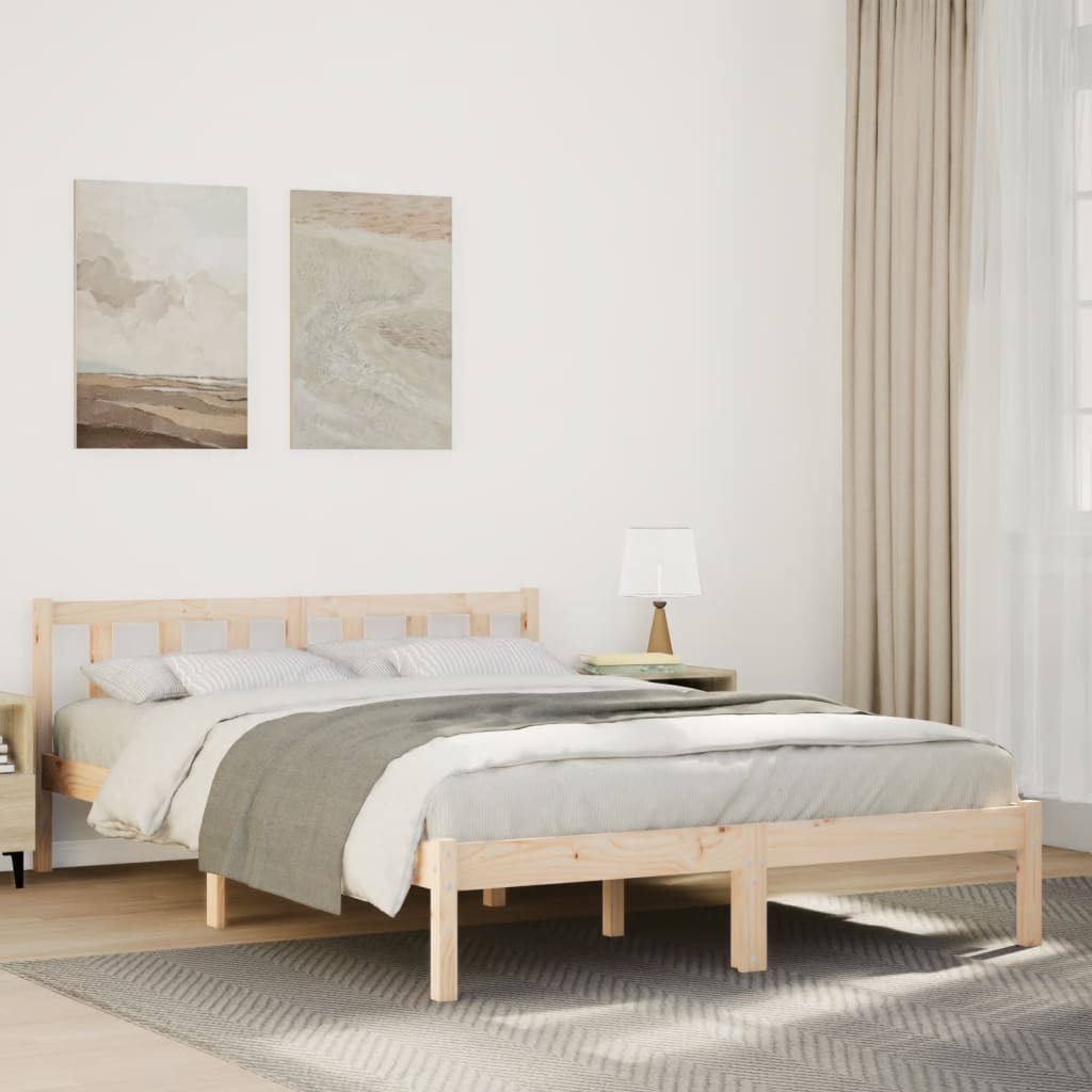 Letto Extra Lungo senza Materasso 160x220 cm in Legno di Pino