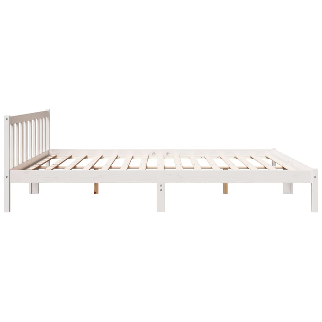 Letto Extra Lungo senza Materasso Bianco 200x220 cm in Pino