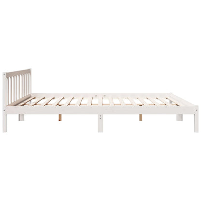 Letto Extra Lungo senza Materasso Bianco 200x220 cm in Pino