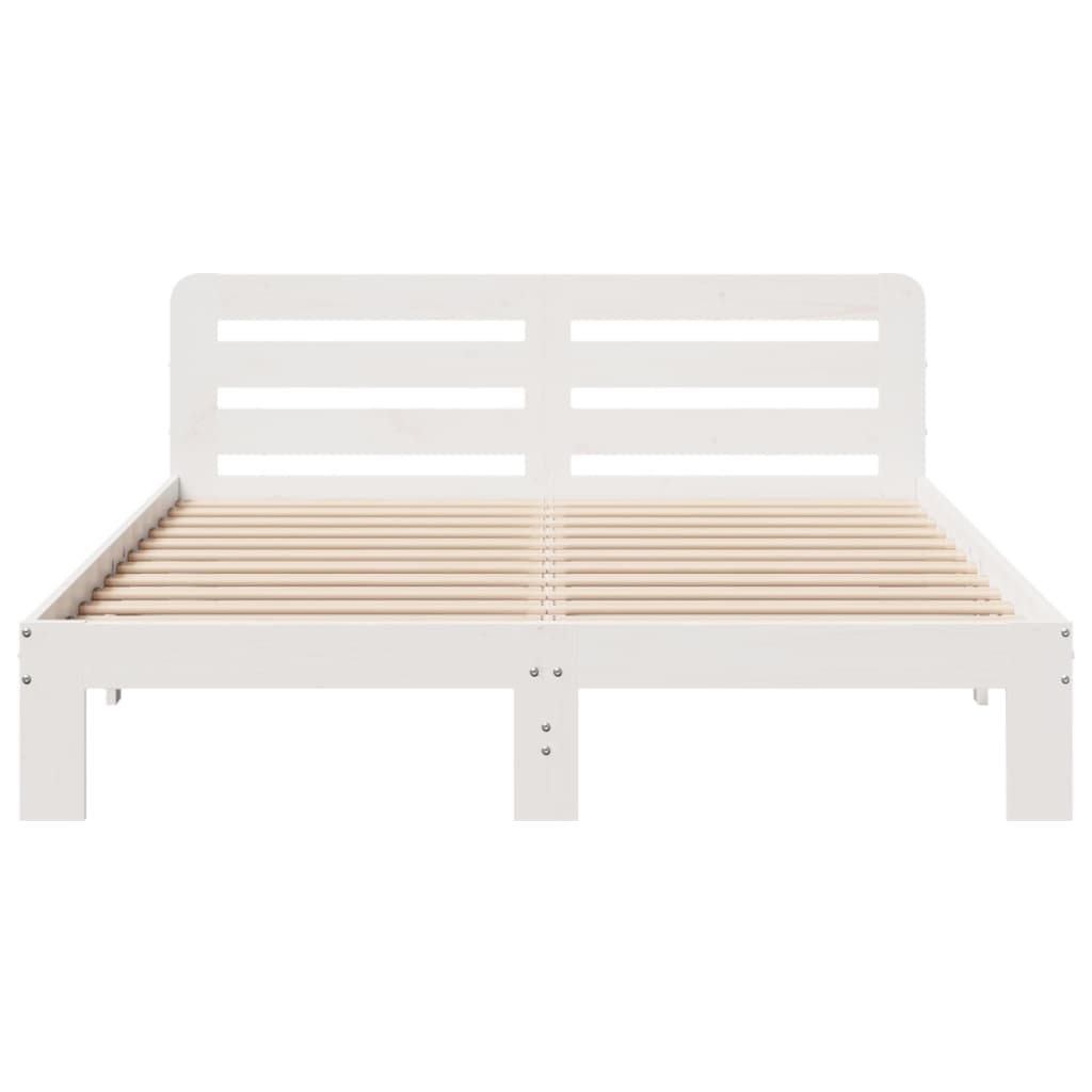 Letto senza Materasso Bianco 150x200 cm Legno Massello di Pino