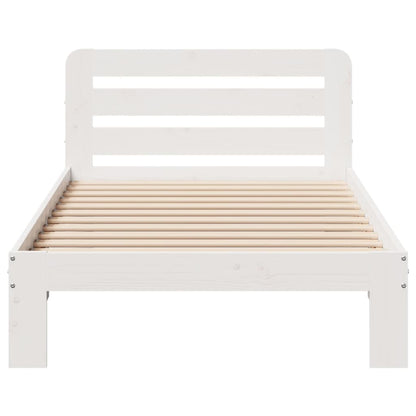 Letto senza Materasso Bianco 75x190 in Legno Massello di Pino
