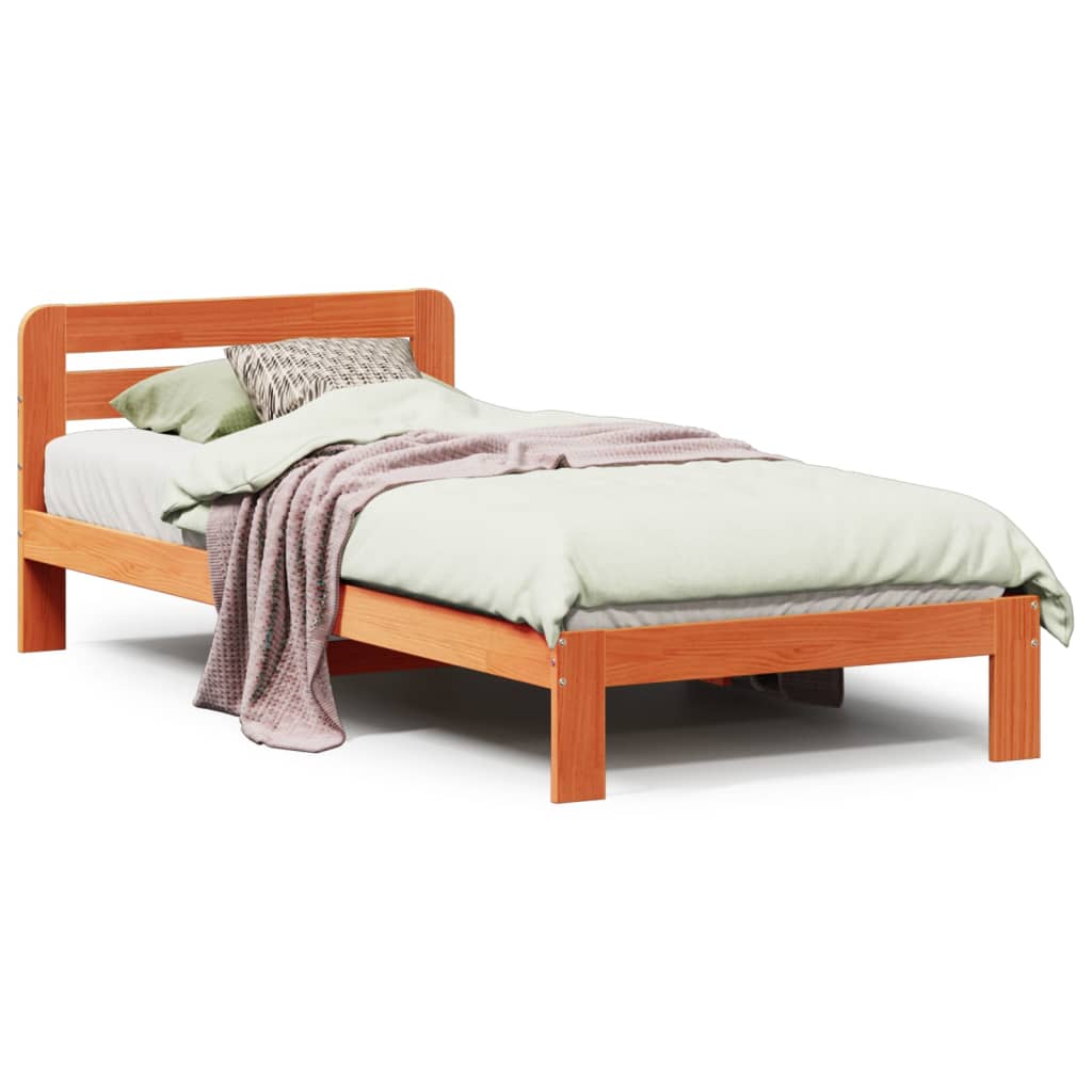 Letto senza Materasso Marrone Cera 90x190 cm in Legno di Pino