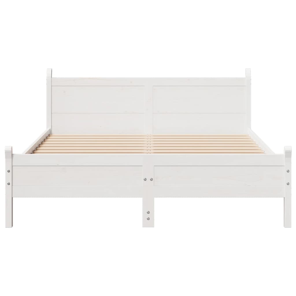 Letto senza Materasso Bianco 150x200 cm Legno Massello di Pino