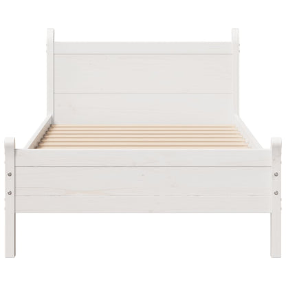 Letto senza Materasso Bianco 75x190 in Legno Massello di Pino