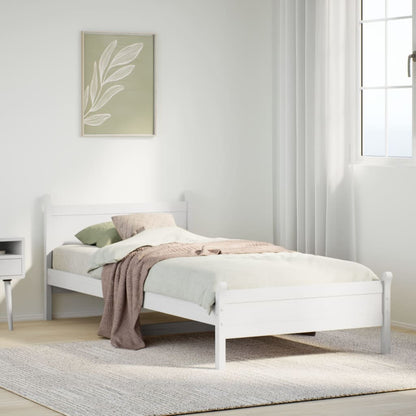 Letto senza Materasso Bianco 75x190 in Legno Massello di Pino