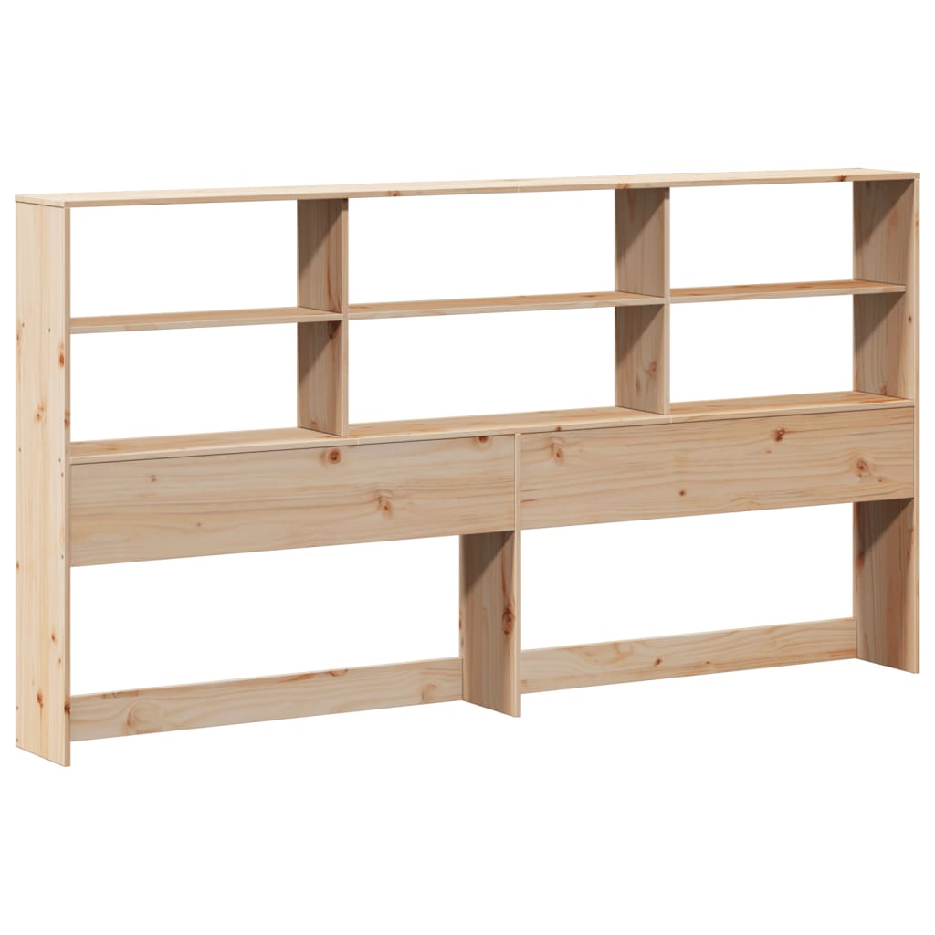 Testiera con Scomparti 200 cm in Legno Massello di Pino