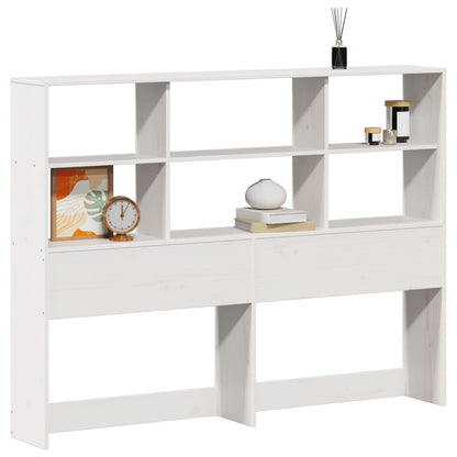 Testiera con Ripiani Bianca 160 cm in Legno Massello di Pino