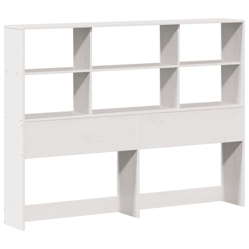 Testiera con Ripiani Bianca 160 cm in Legno Massello di Pino