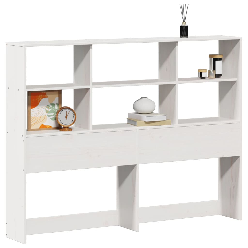 Testiera con Ripiani Bianca 150 cm in Legno Massello di Pino