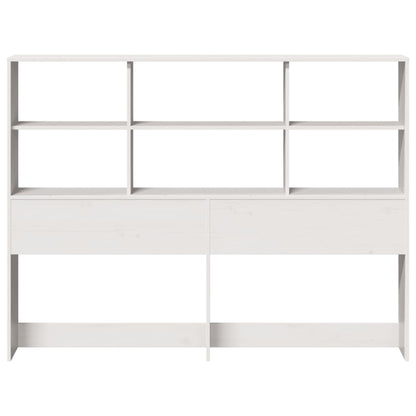 Testiera con Ripiani Bianca 150 cm in Legno Massello di Pino