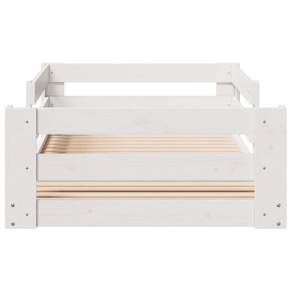 Letto senza Materasso Bianco 75x190 in Legno Massello di Pino
