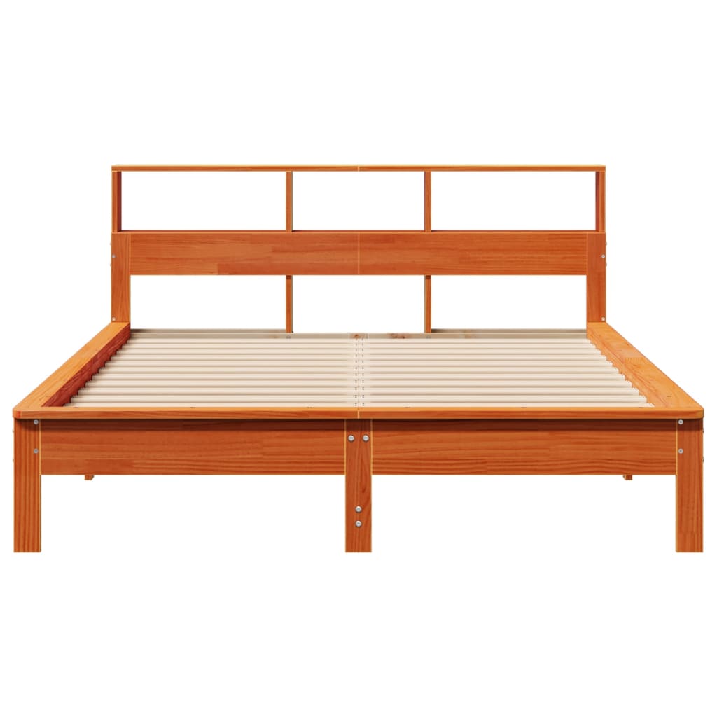 Letto Libreria senza Materasso Marrone Cera 120x200 cm in Pino