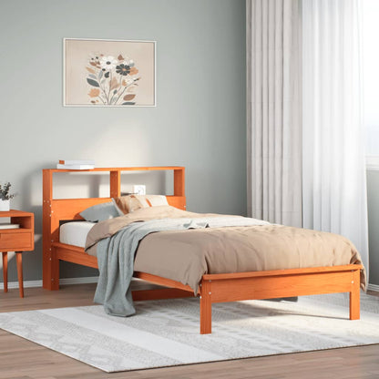 Letto Libreria senza Materasso Marrone Cera 100x200 cm in Pino