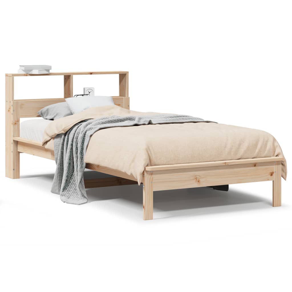 Letto Libreria senza Materasso 90x190 cm Legno Massello Pino