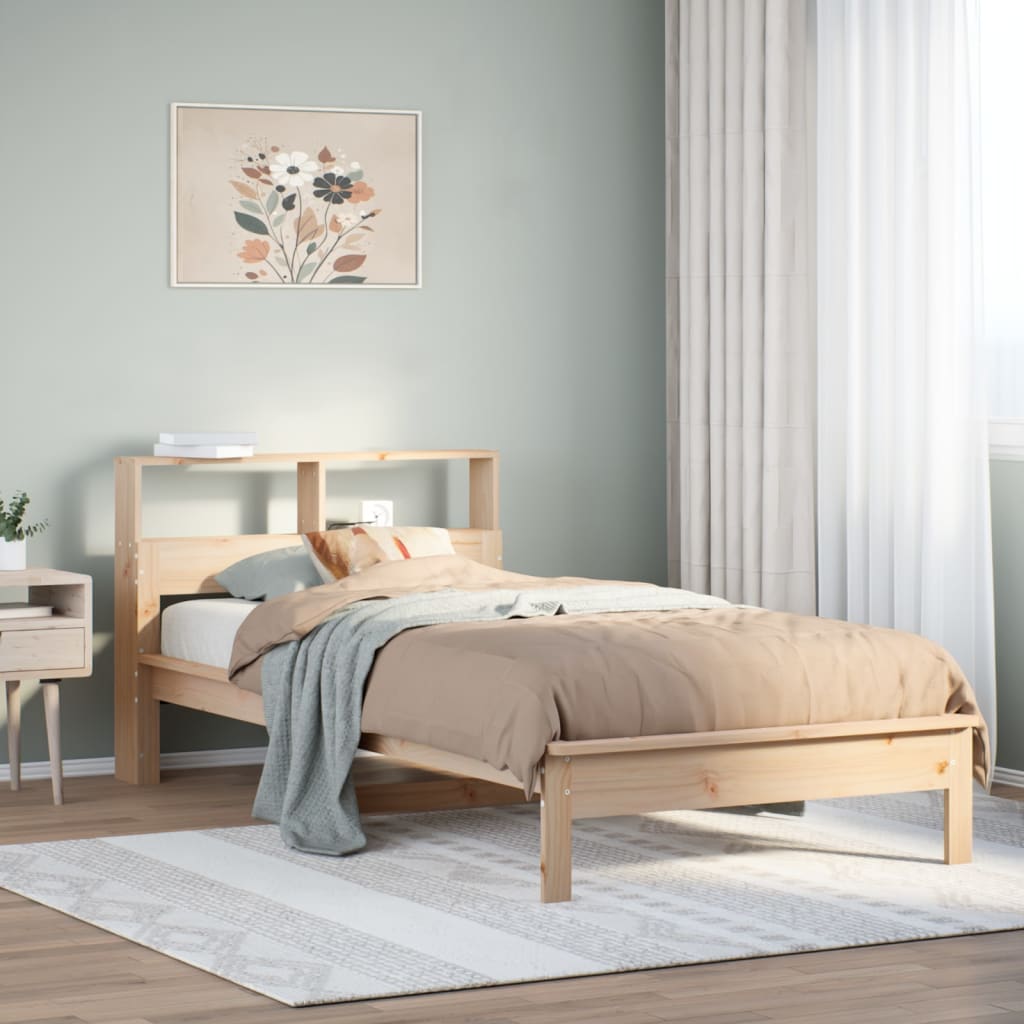 Letto Libreria senza Materasso 90x190 cm Legno Massello Pino