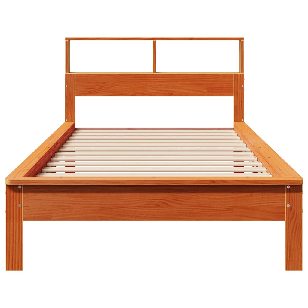 Letto Libreria senza Materasso Marrone Cera 90x190 cm in Pino