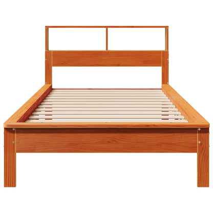 Letto Libreria senza Materasso Marrone Cera 90x190 cm in Pino