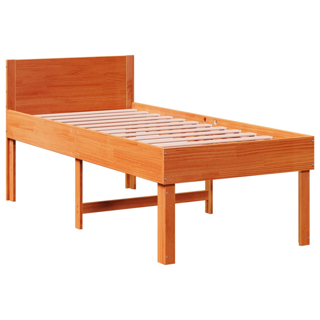 Letto senza Materasso Marrone Cera 90x190 cm in Legno di Pino