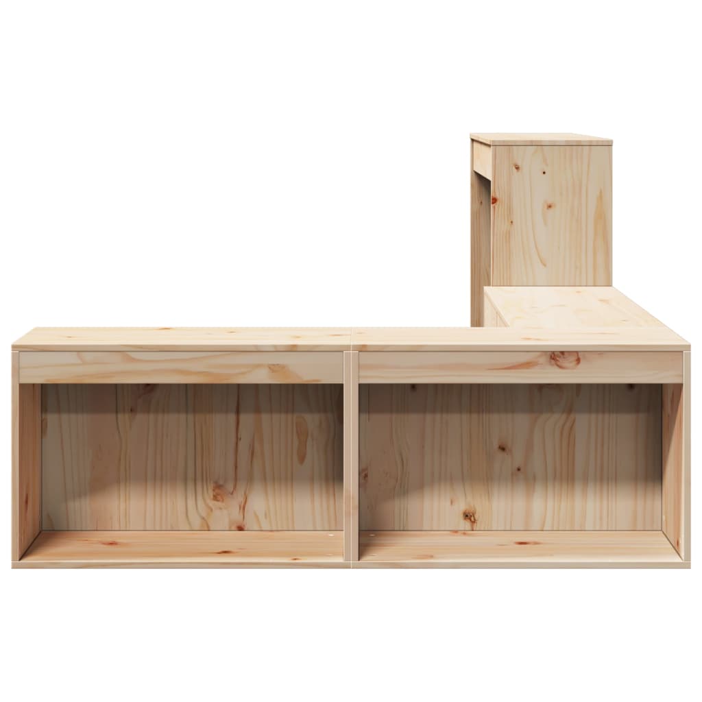 Comodino con Scrivania 232x122x75 cm in Legno Massello di Pino