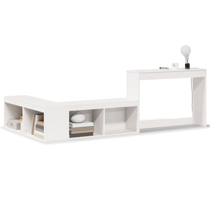 Comodino con Scrivania Bianco 232x122x75 cm in Legno di Pino