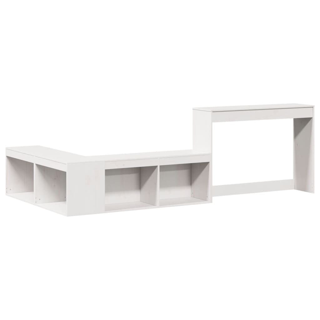 Comodino con Scrivania Bianco 232x122x75 cm in Legno di Pino