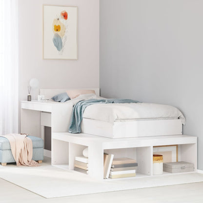 Comodino con Scrivania Bianco 222x122x75 cm in Legno di Pino