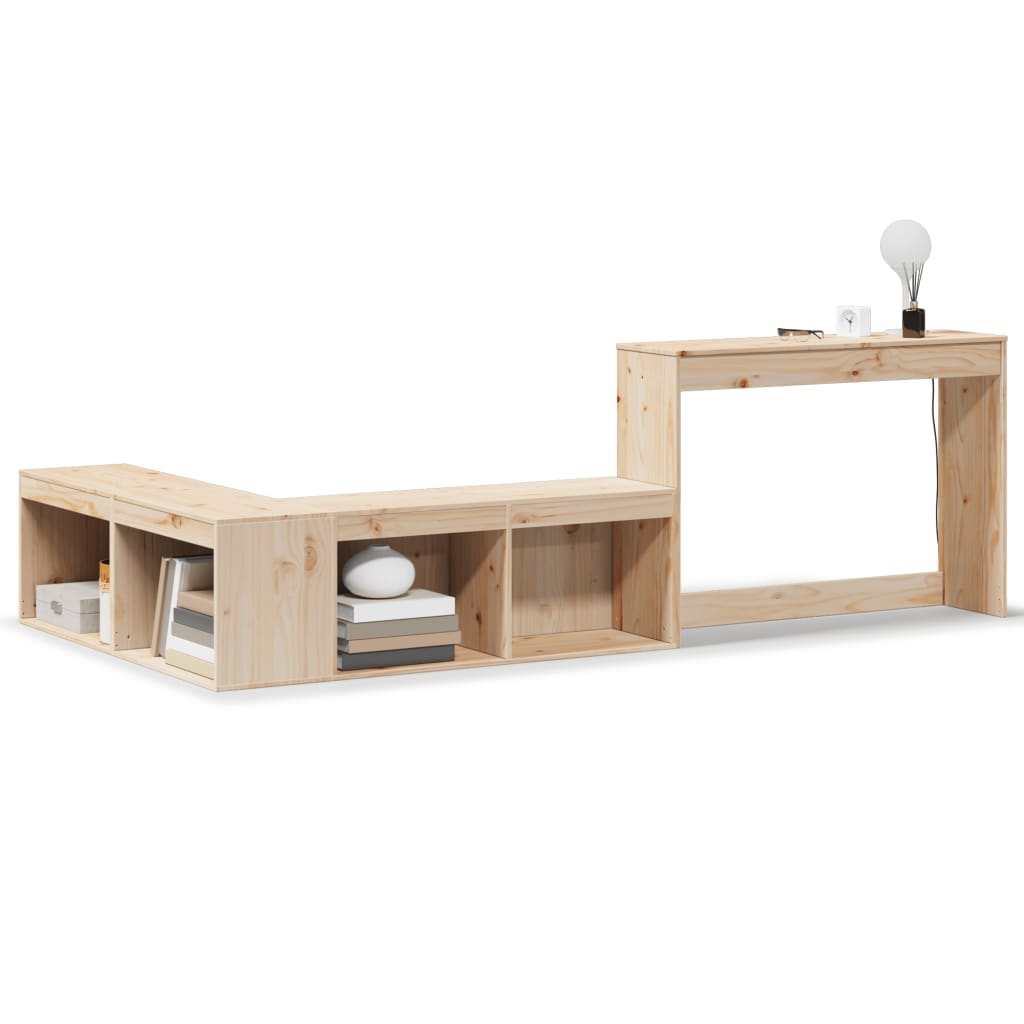 Comodino con Scrivania 222x107x75 cm in Legno Massello di Pino