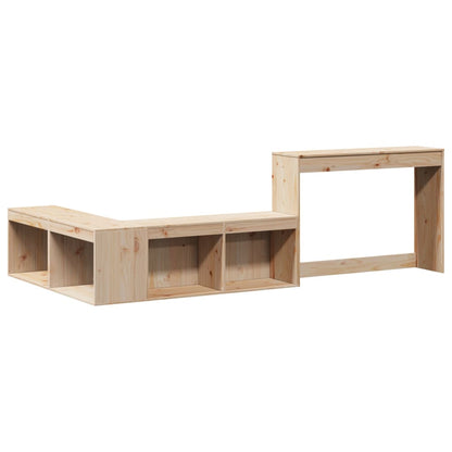 Comodino con Scrivania 222x107x75 cm in Legno Massello di Pino