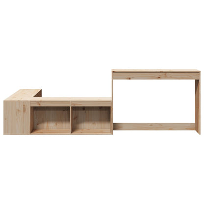 Comodino con Scrivania 232x112x75 cm in Legno Massello di Pino