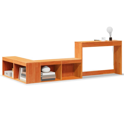 Comodino con Scrivania Marrone Cera 232x112x75 cm Legno di Pino